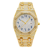 Full Rhinestone Waterproof Calendar Men Watch