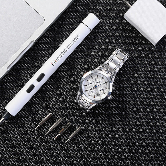 Fashionable mini electric precision screwdriver, ideal for small repair tasks and delicate electronic work.
