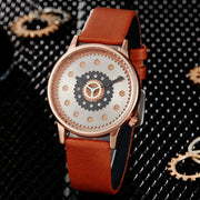 Fashion gear belt watch for men and women, featuring a unique design with stylish and adjustable gear-style strap.
