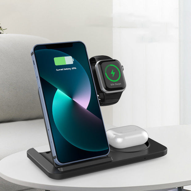Foldable multifunctional portable wireless charger PD-W8, compact design for efficient device charging on the go.
