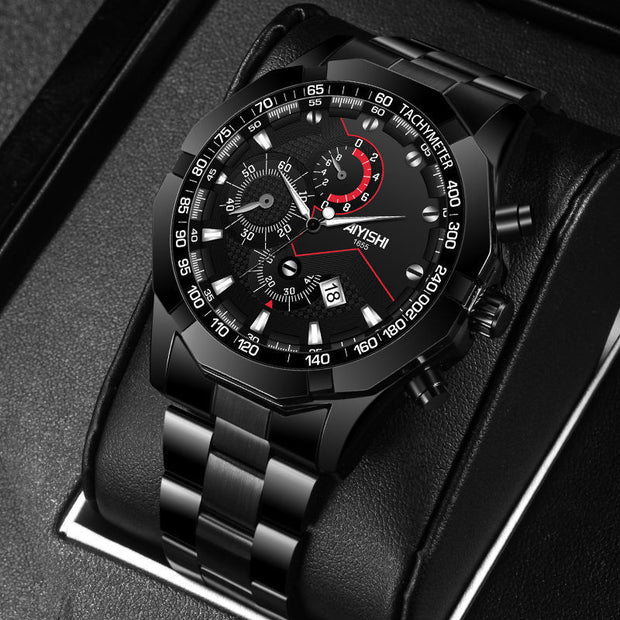 Full automatic non-mechanical watch for men, modern timepiece with sleek design and effortless functionality.
