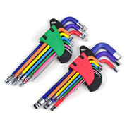 Hexagonal Torx screwdriver set with inner hex bits, ideal for precision repairs and assembly tasks.
