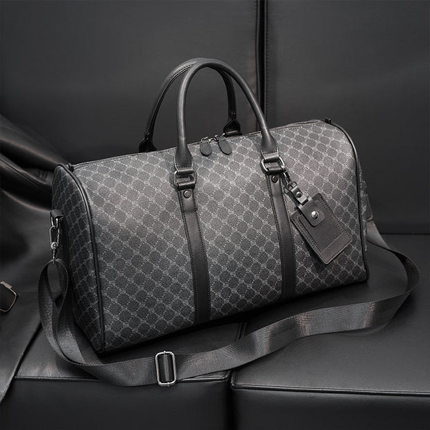 Large-capacity Korean plaid crossbody travel handbag, perfect for short-distance trips and daily use.
