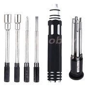 Multifunctional 8-in-1 hex screwdriver with interchangeable bits for versatile repair and assembly tasks.
