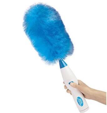 New electronic hair brush with spin motor, handheld duster designed to eliminate dust for easy house cleaning.
