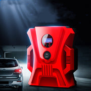 Portable electric 12V car air charger, compact device for inflating tires and other inflatables on the go.
